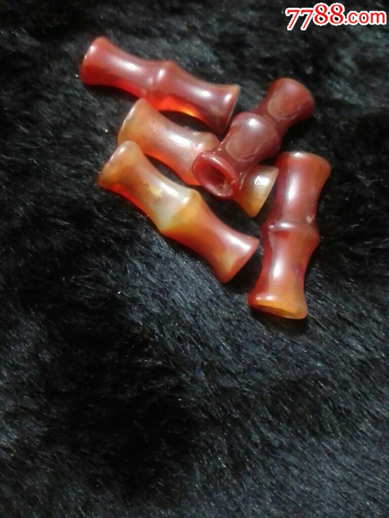战汉时期老天然玛瑙珠竹节管……5个-玛瑙-7788收藏