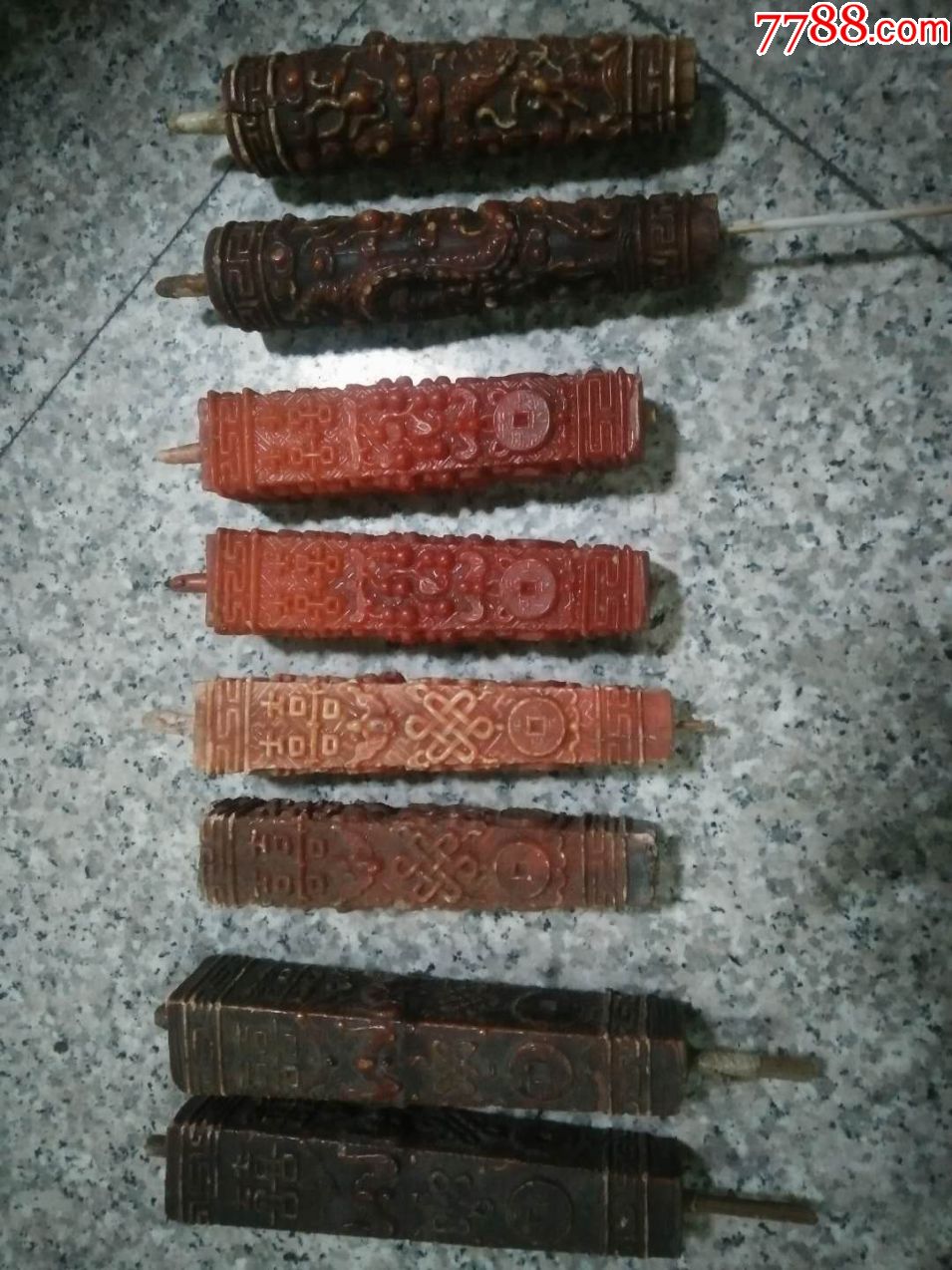 清代龙凤双囍宫廷老蜡烛8根怀旧老物件古董民俗收藏品