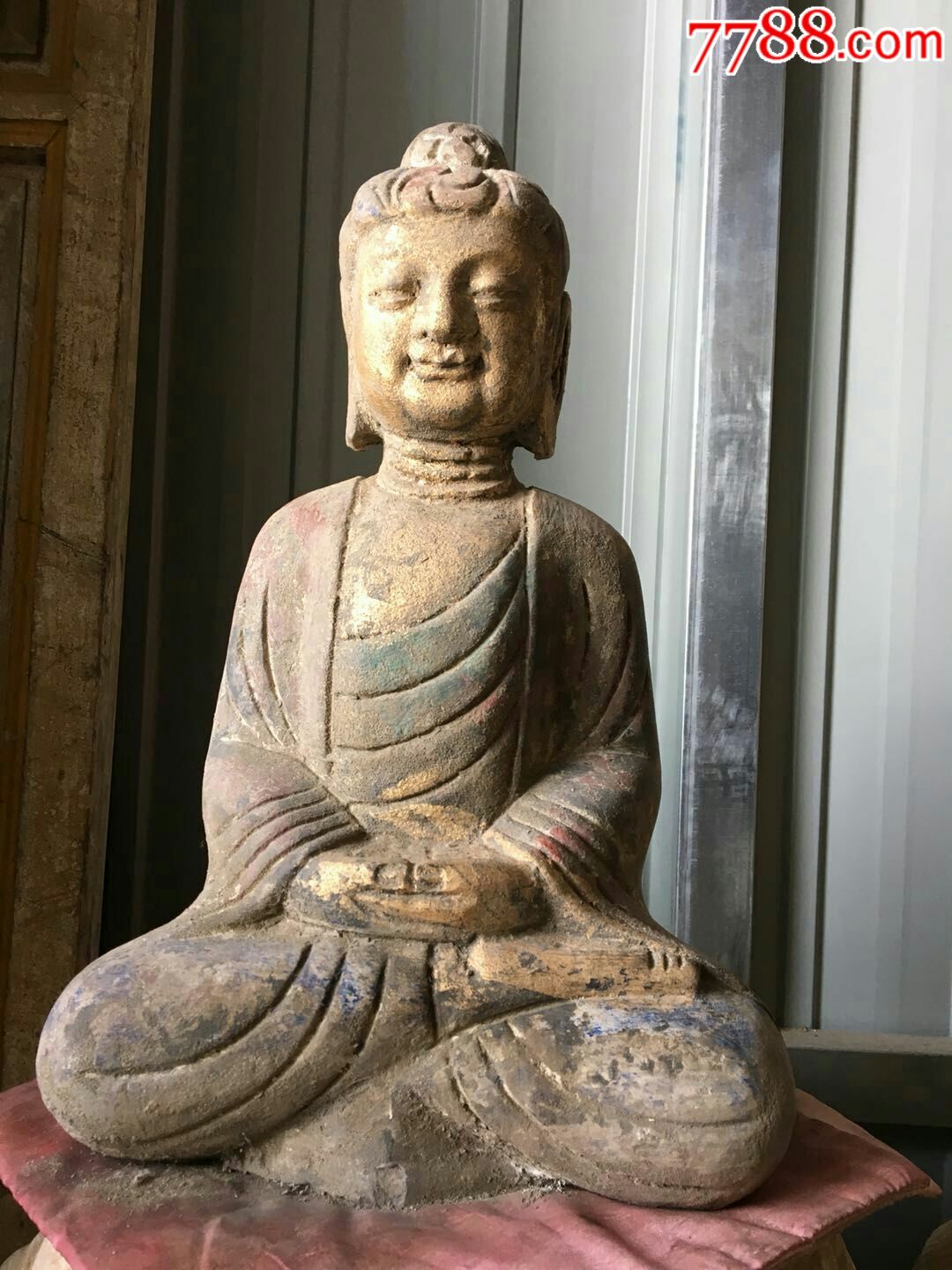 清代青石石佛完整