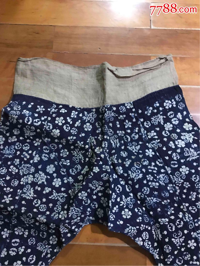 古董古玩收藏杂项清代老物件民俗收藏老蓝布裤子麻布服饰