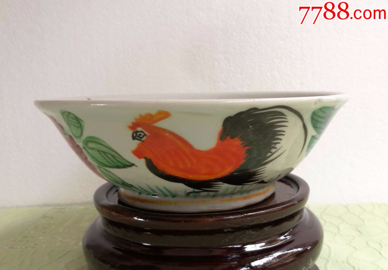 美品民国公鸡碗
