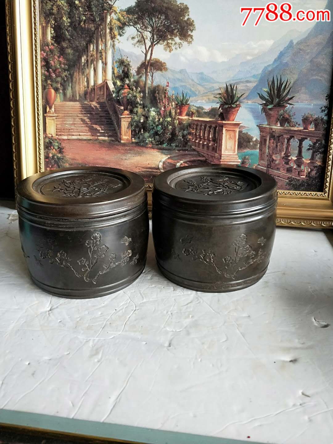 解放时期纯手工雕刻紫砂挂釉蛐蛐罐