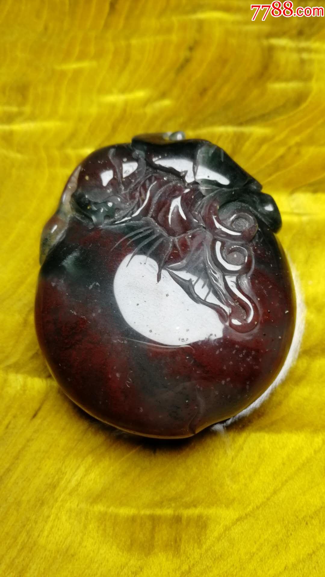 天然桂林鸡血玉,貔貅桃坠饰-价格:233.