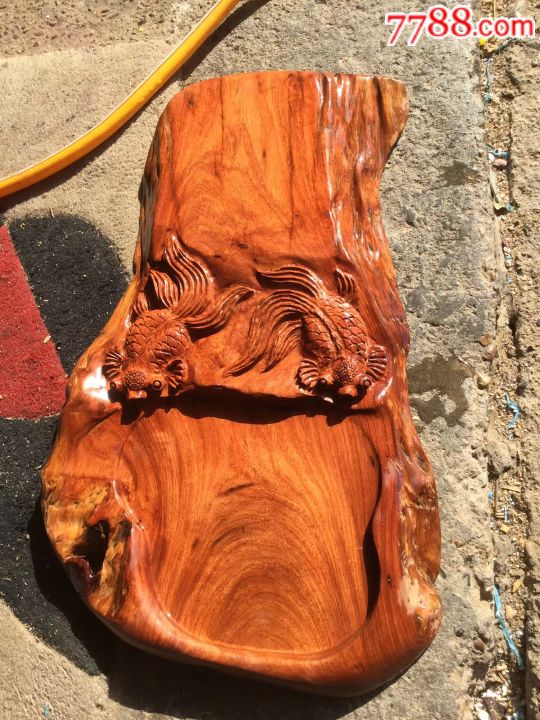 缅甸花梨金鱼吐泡茶盘干泡茶台-实木茶盘-7788收藏