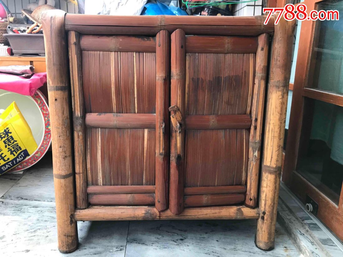 古董古玩收藏杂项清代竹橱碗橱竹制品橱柜竹编