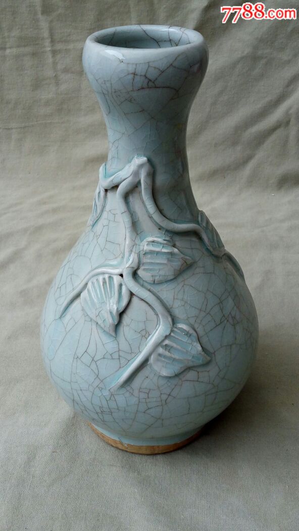 哥窑碎瓷花瓶纯手工堆塑