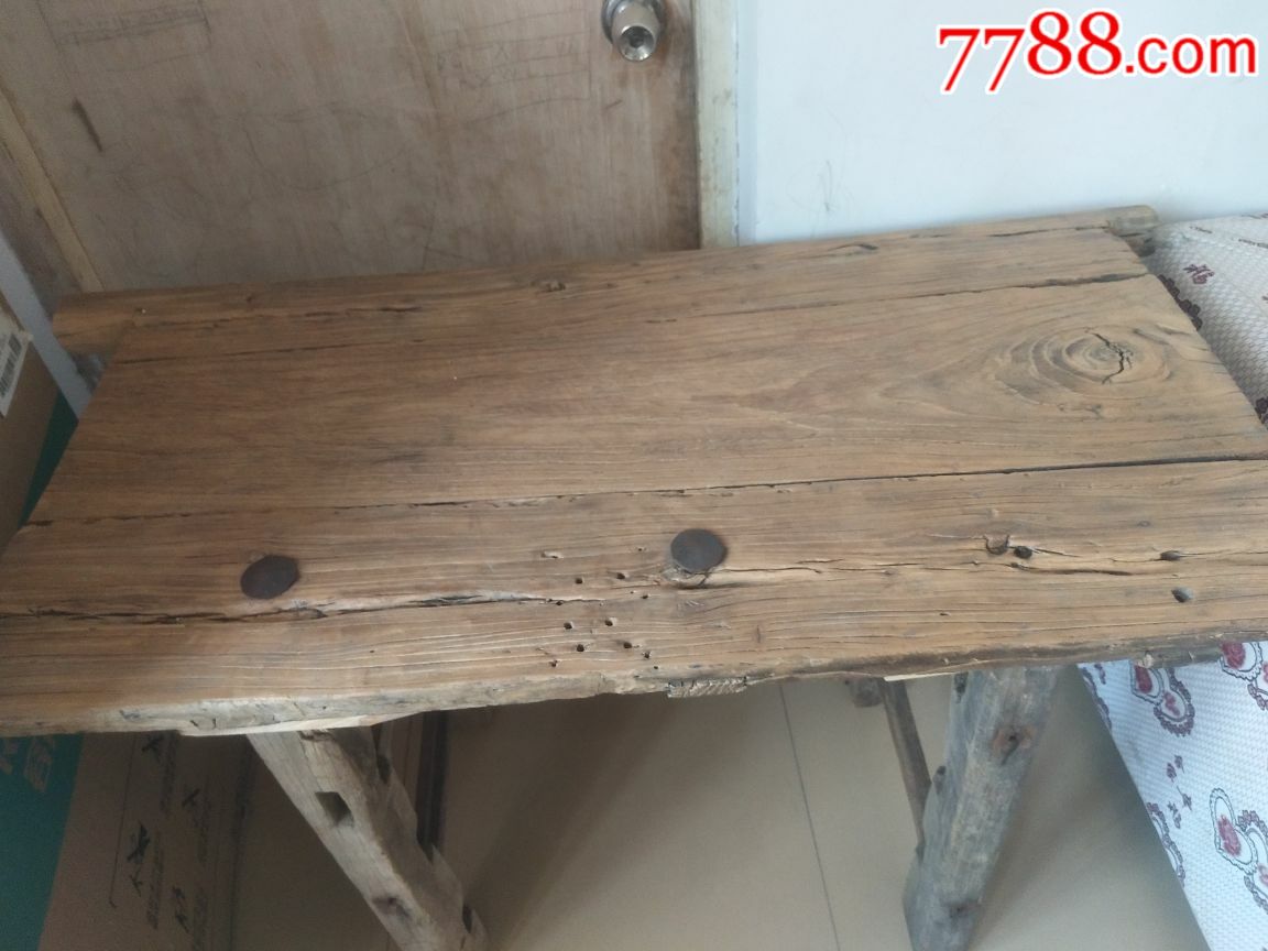 老榆木茶桌,百年风化榆木门板桌
