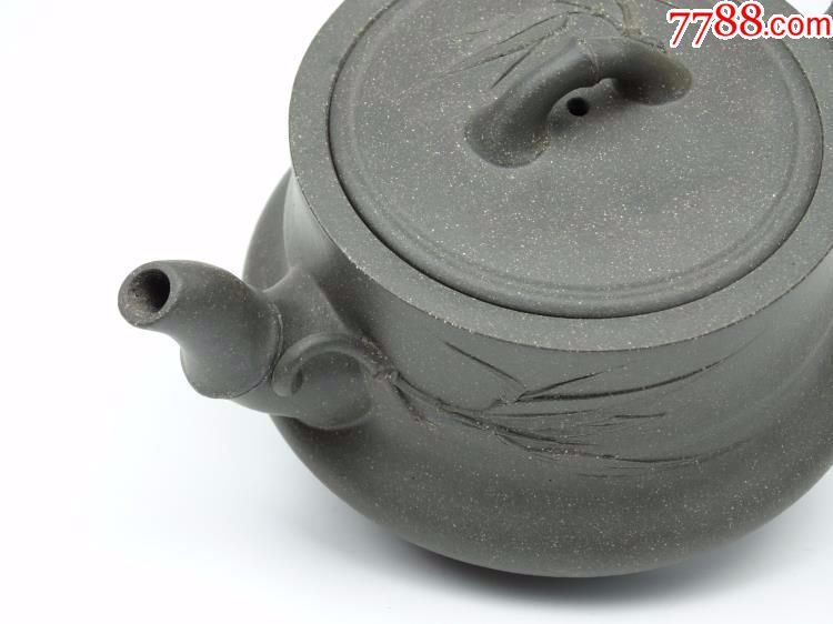 名家高徒蒋海芳全手工原矿草青泥《竹鼓》紫砂茶壶