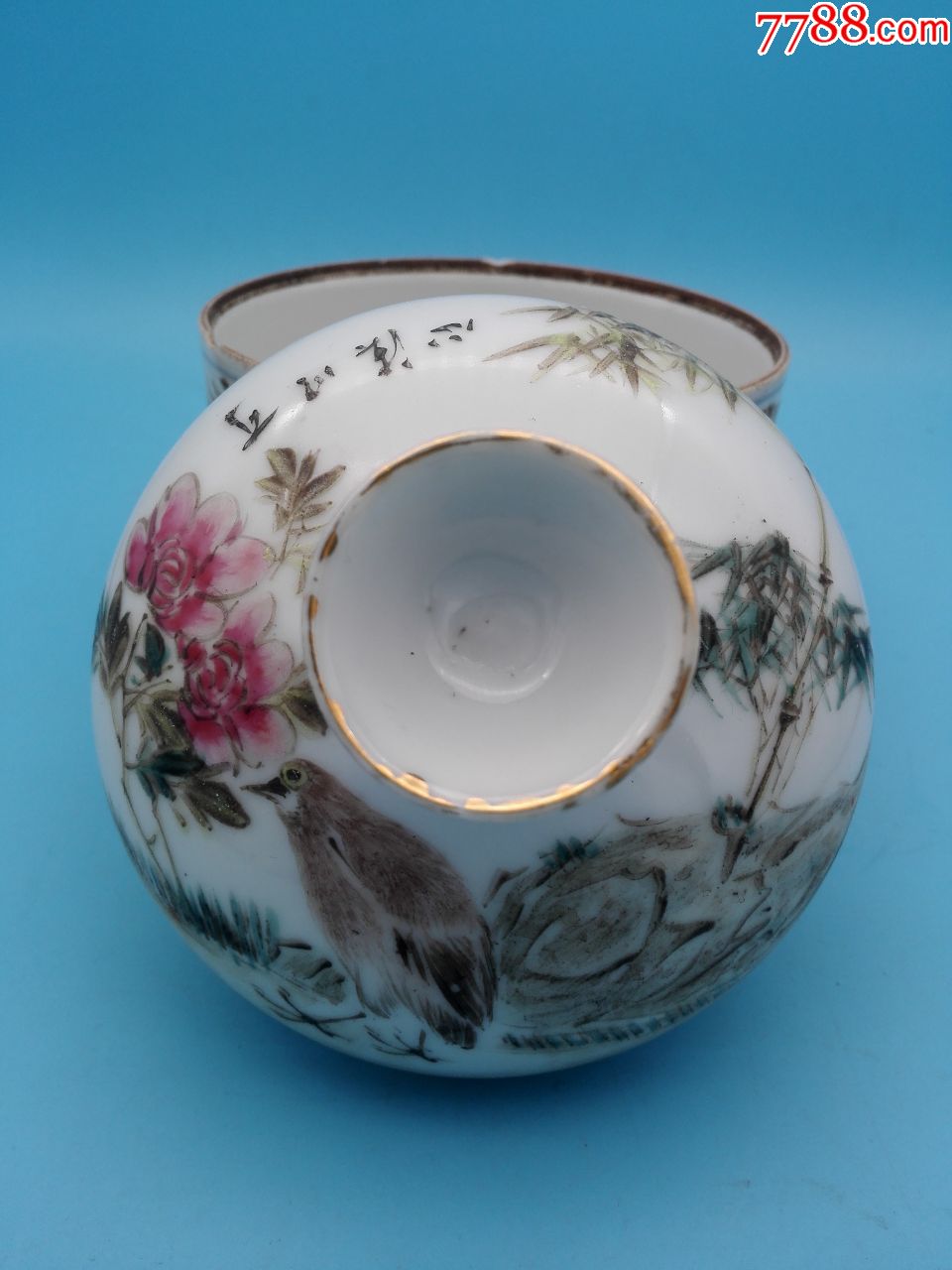 民国大名家许逢生作浅降彩柳绿燕归纹盖罐