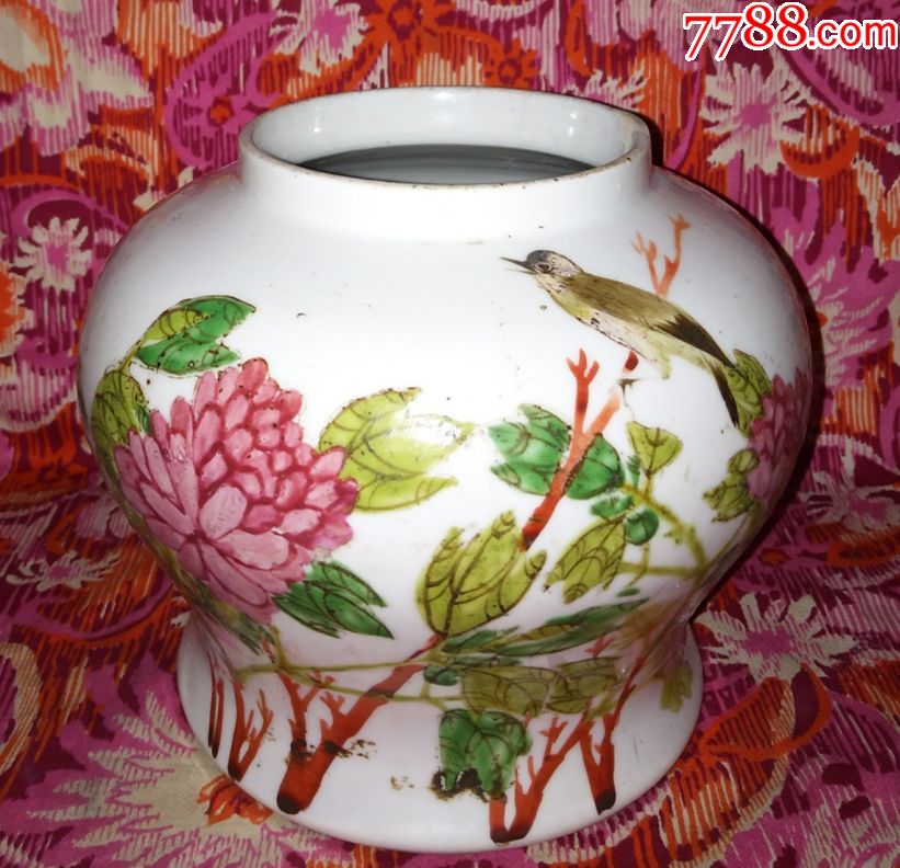 晚清大名家张少云花鸟罐