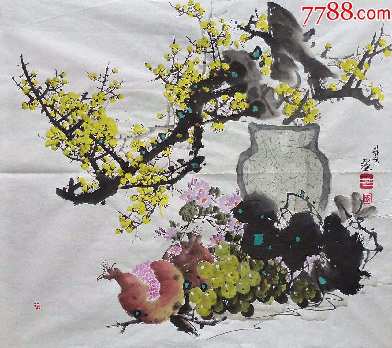 朝鲜水墨画李哲多子多福2011年68.5x59cm