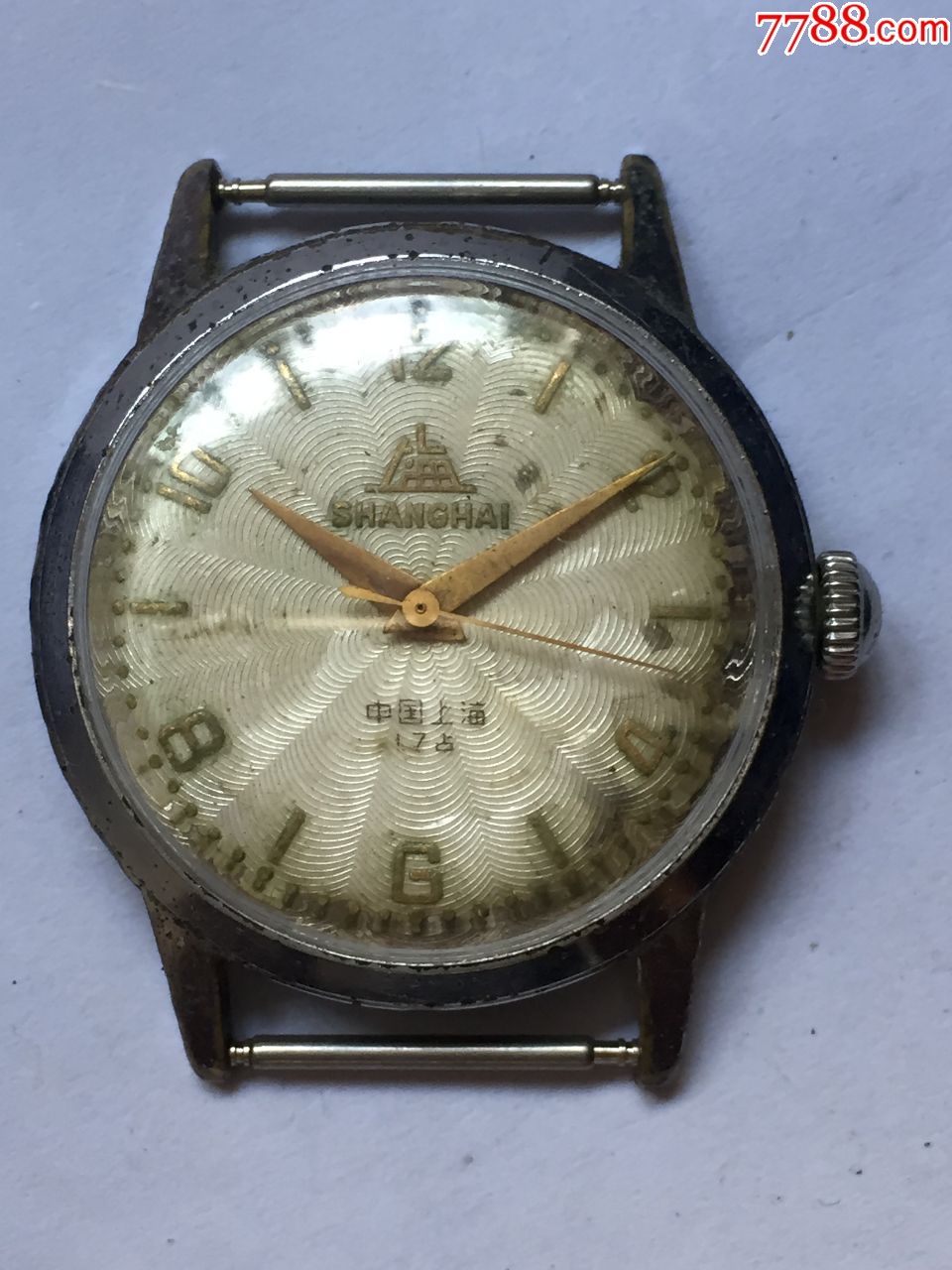 上海581波纹面古董机械手表