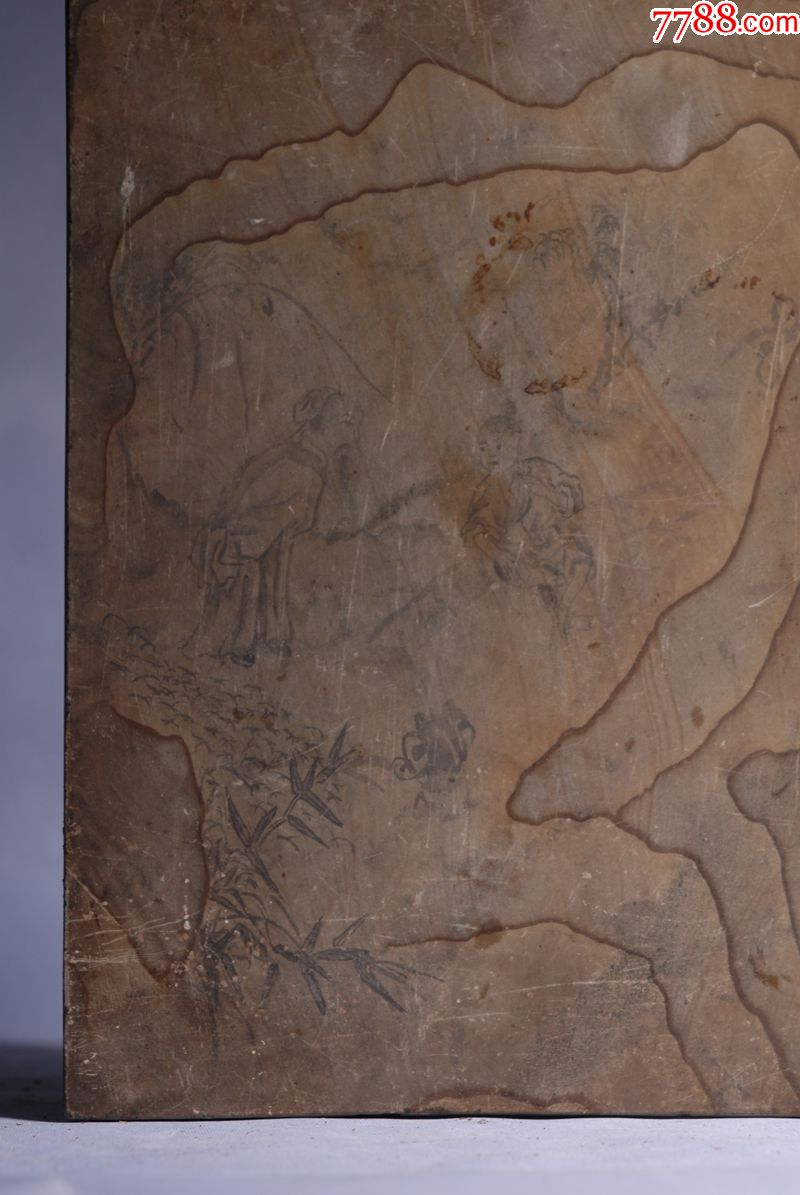 清代石板镜心水墨画018870