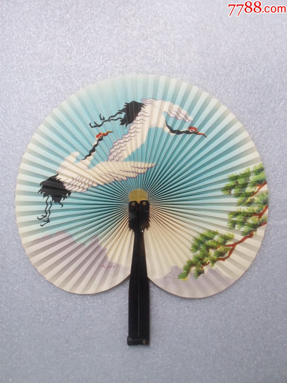 文革全新库存未使用铁骨纸面儿童老折叠团扇