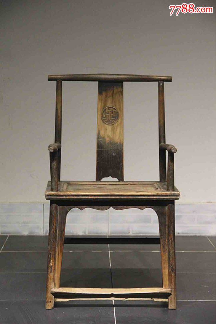 四出头官帽椅对尺寸5845110厘米榆木全品牢固可用