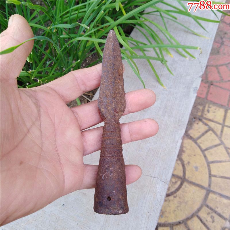 特价清代古代老兵器红缨枪头玩件三角型老铁器老物件影视道具