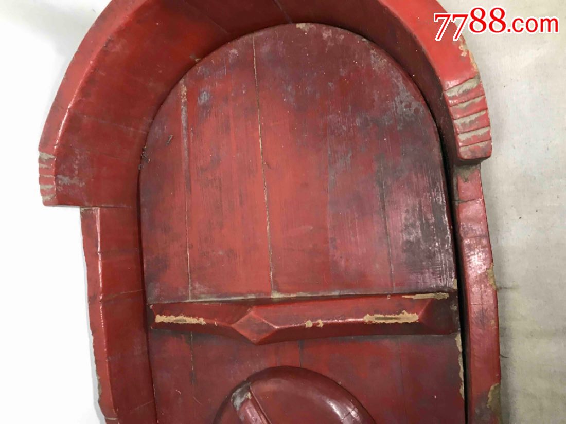 古董古玩收藏杂项清代木器家具小孩马桶红漆木桶