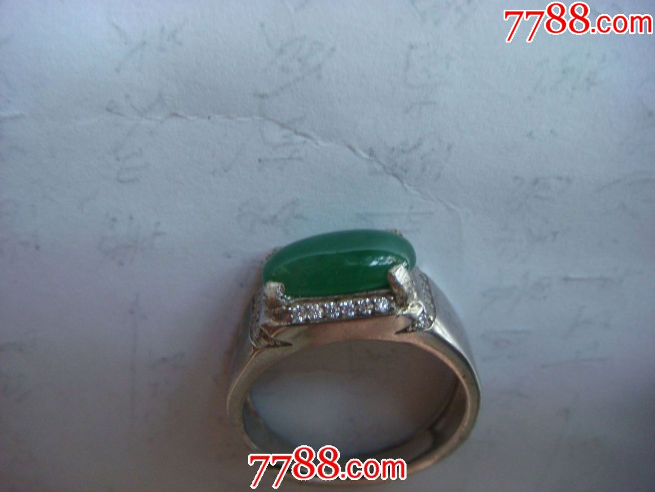 菠菜绿翡翠A货男戒指活口