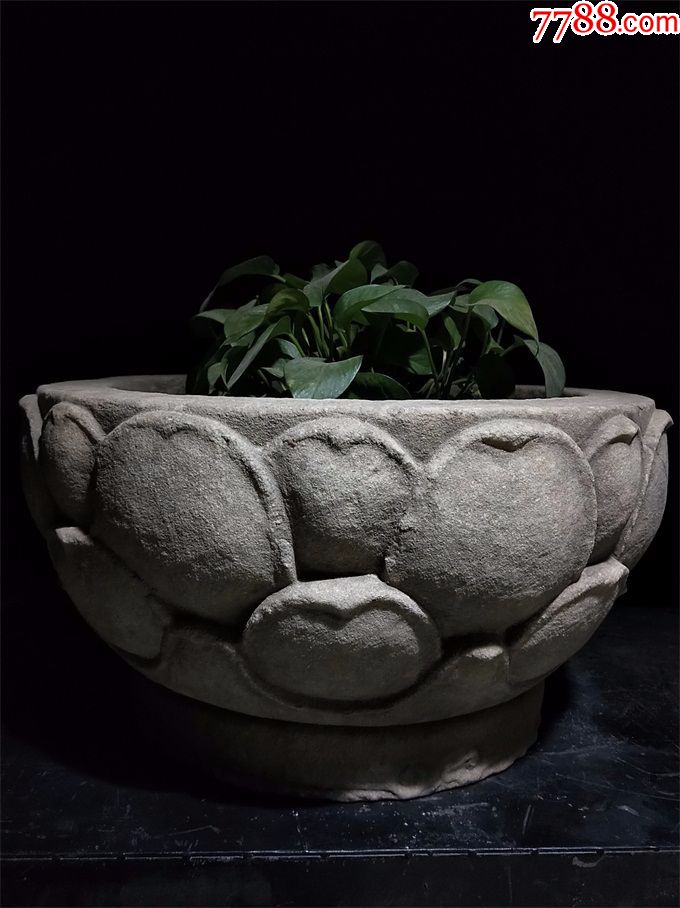 仿古石雕莲花石盆花盆鱼盆