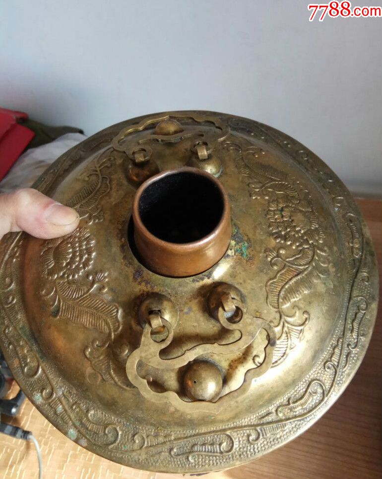 老铜鎏金火锅火锅一对