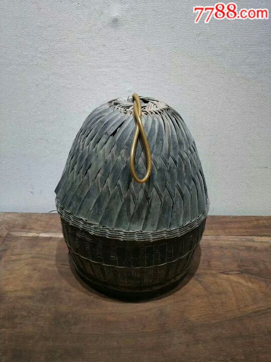 清代竹编鸟笼,高32厘米,底经25厘米,价380包邮.