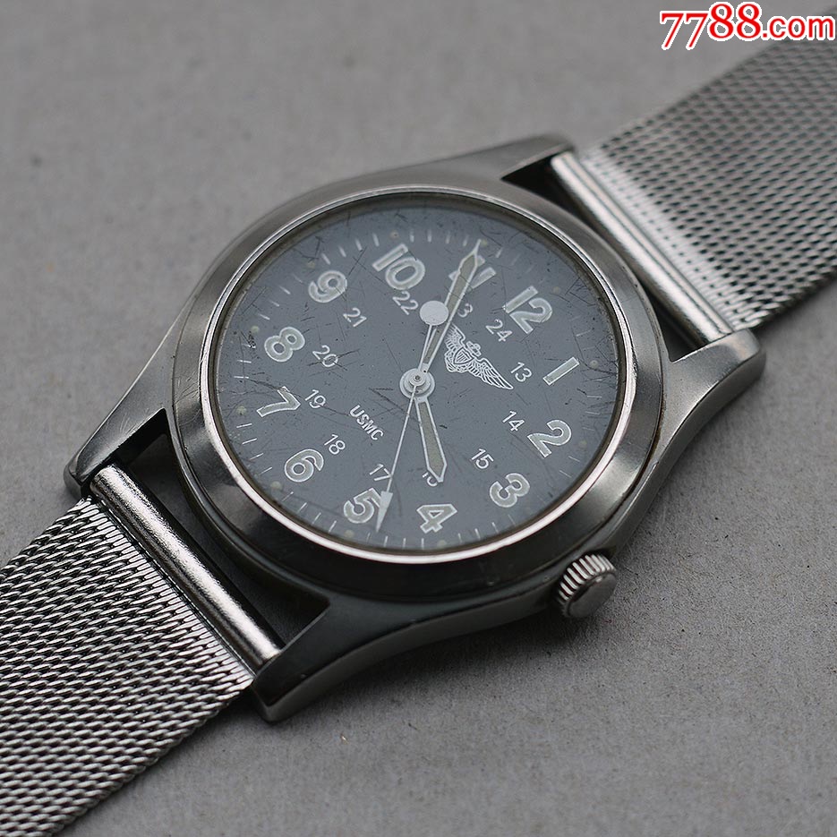 usmc美海军陆战队手表石英表全钢壳军表二手表道具