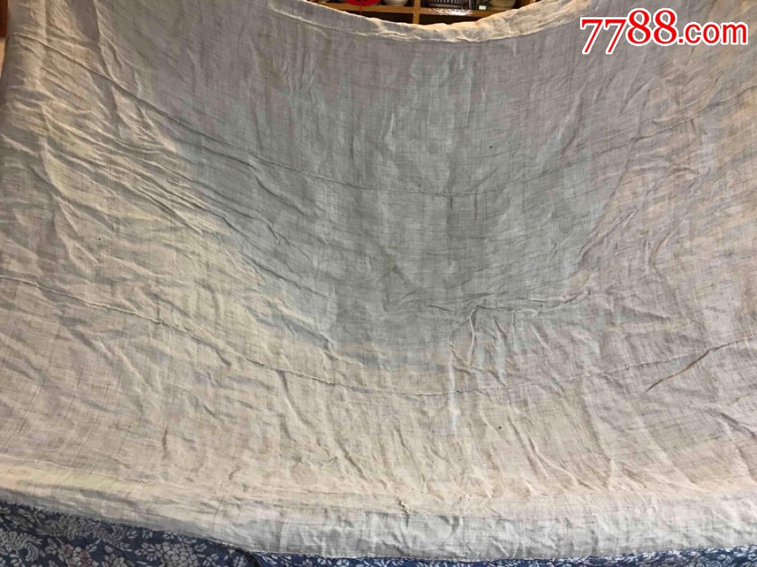 古董古玩收藏清代杂项手工老蚊帐老帐子老土布老蓝布布料