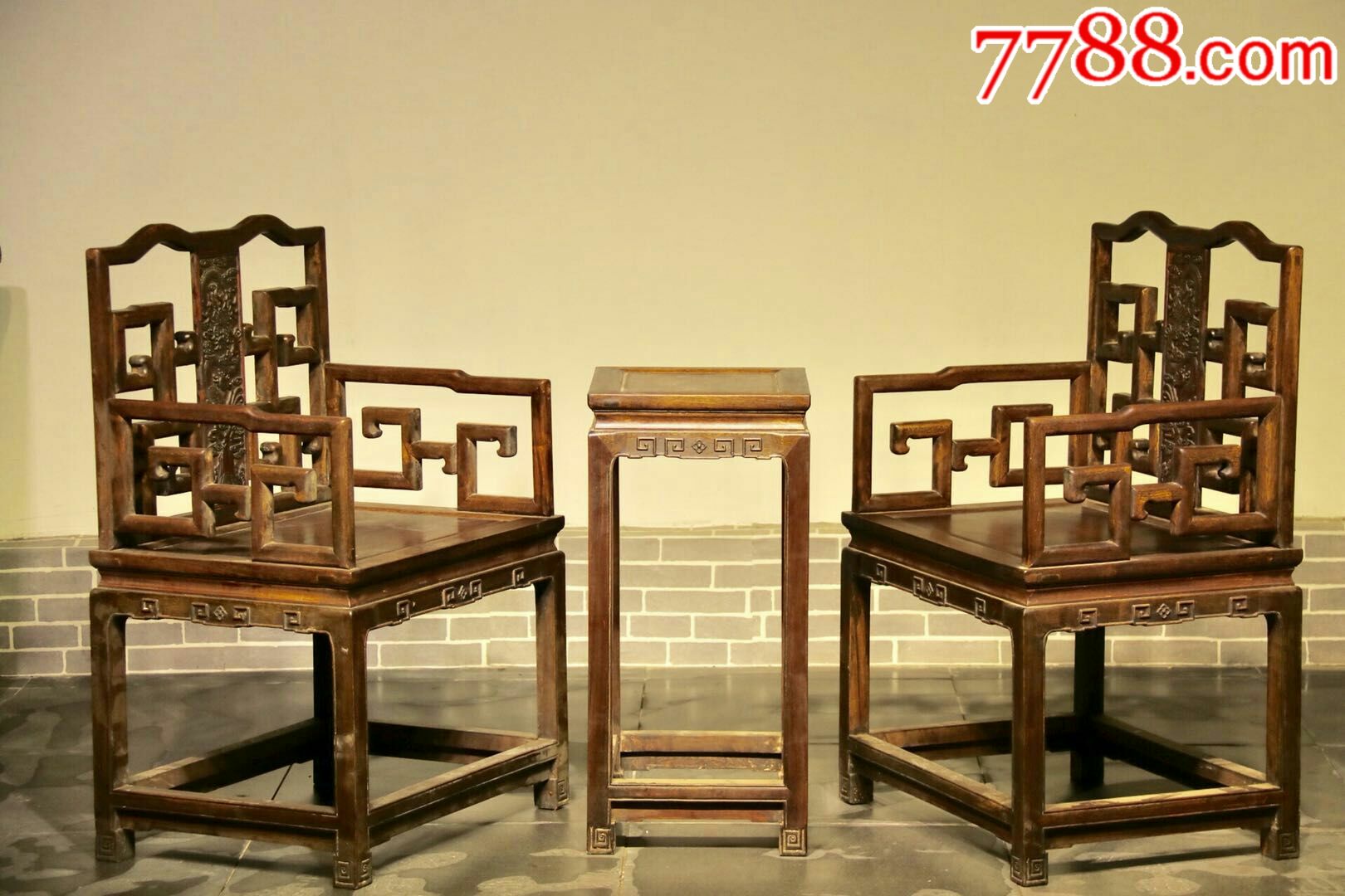 文房坐具太师椅花梨木靠背雕刻祥龙吐珠霸气侧漏做工精致高100宽6