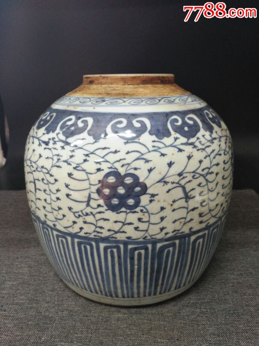 清青花罐高21厘米宽20厘米全品