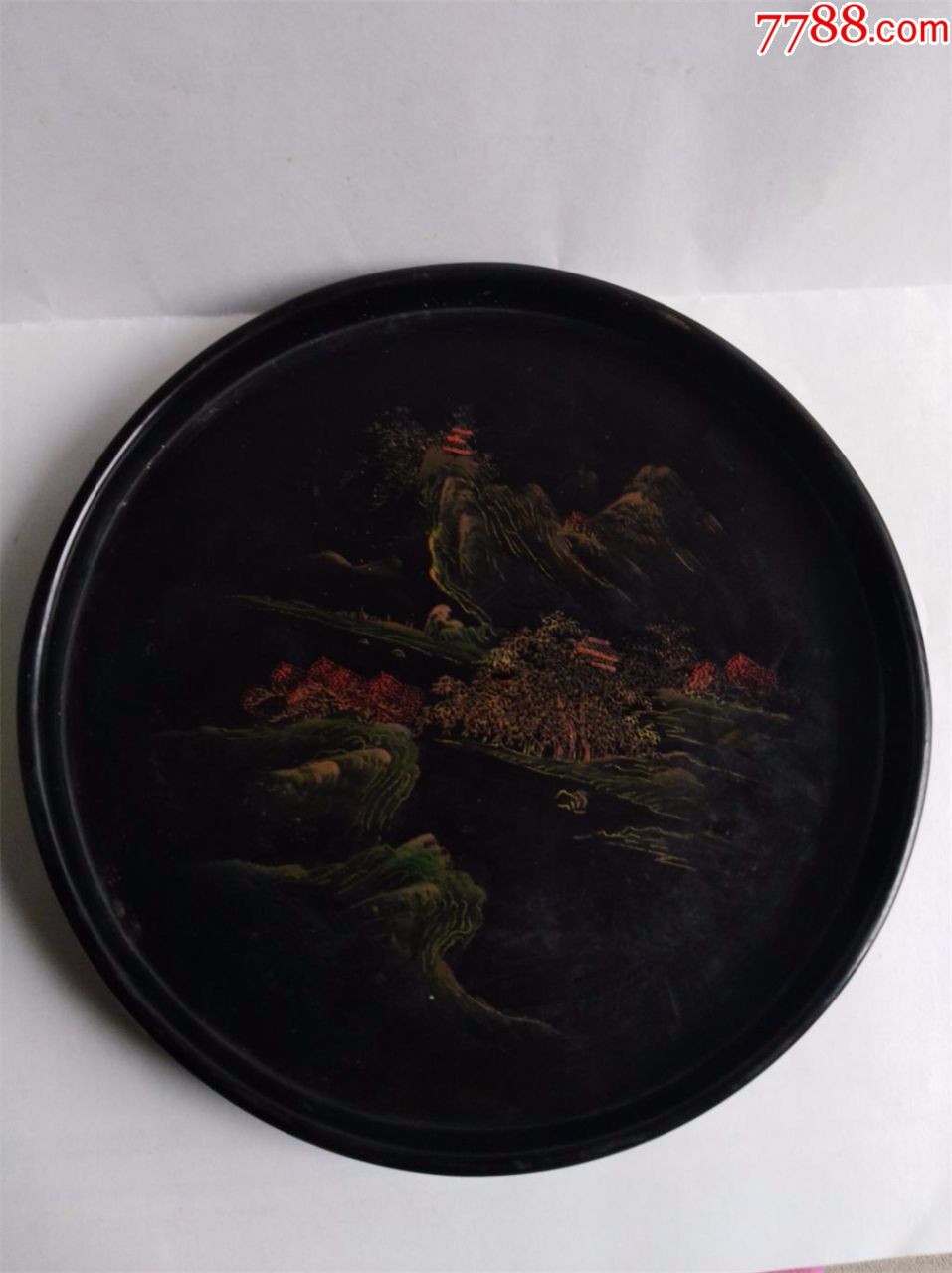 福州脱胎漆器山水纹茶盘一个