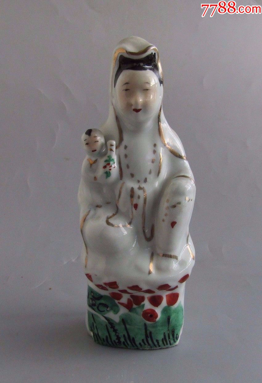 民国粉彩送子观音像-se59918347-彩绘瓷/彩瓷-零售-7788收藏__中国