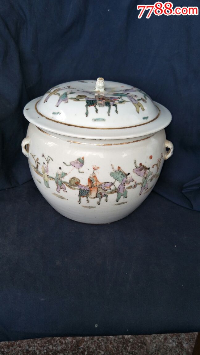 粉彩麒麟送子盖罐_价格3600元【晓明古玩店】_第1张_7788商城__七七八