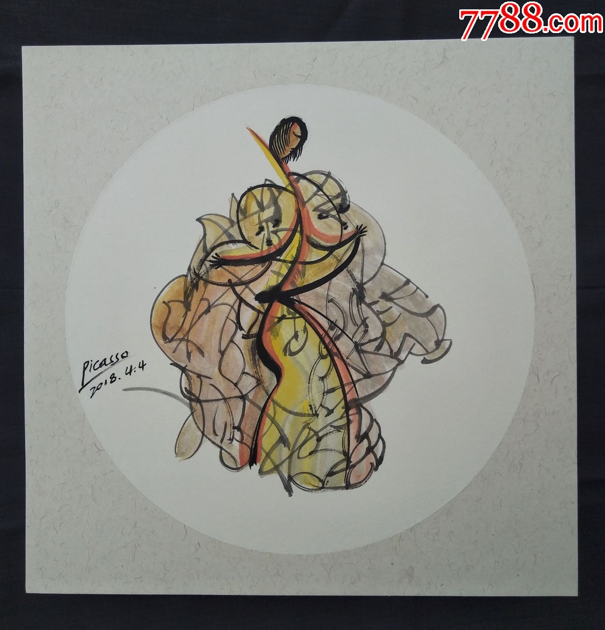 手绘抽象画——一个跳舞的女人