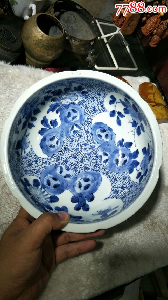 民国满洲国青花瓷大笔洗