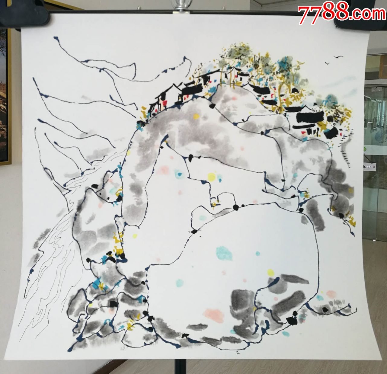 吴冠中《山村小景》