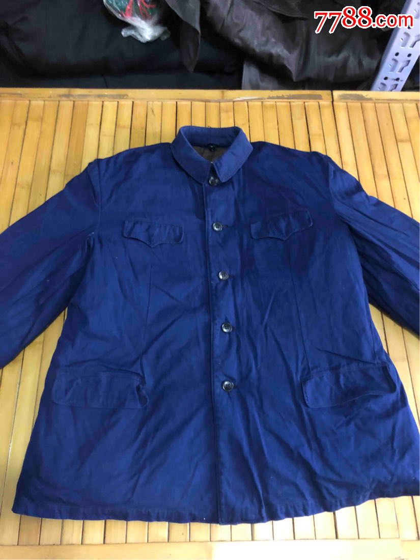 蓝棉布中山装棉袄