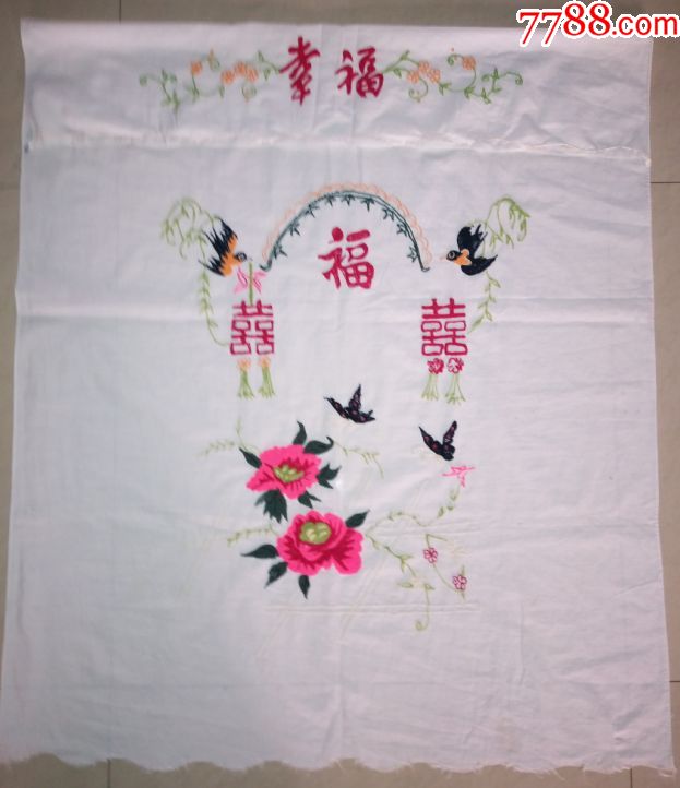 70年代手工刺绣门帘