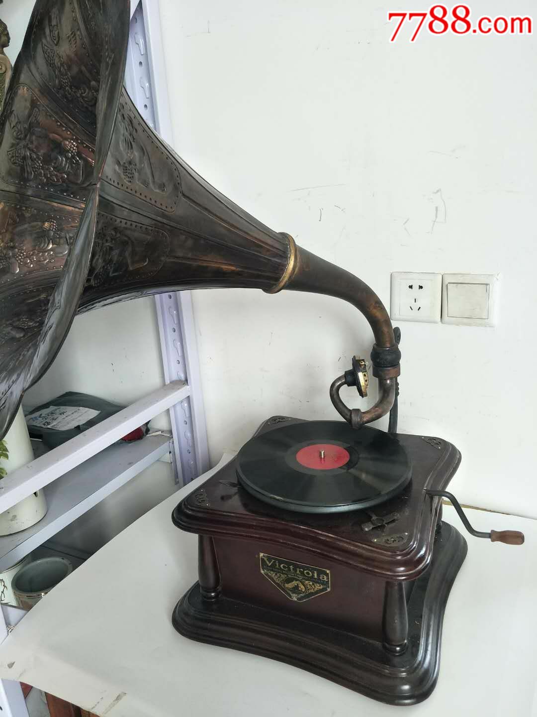 民国手摇大喇叭留声机