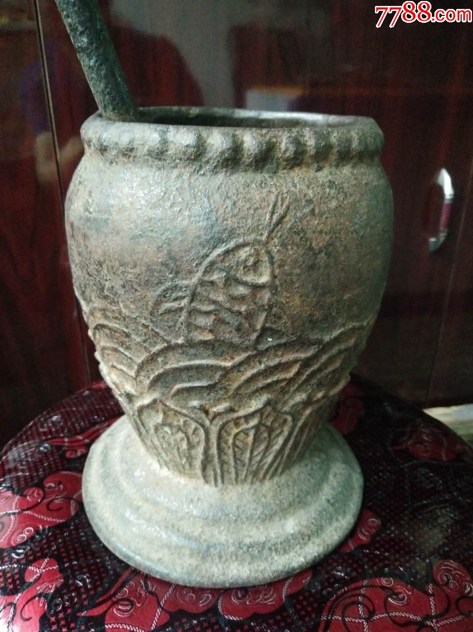 百年中医文化传承《铁捣药罐》大明万历26年鱼跃龙门莲花瓣