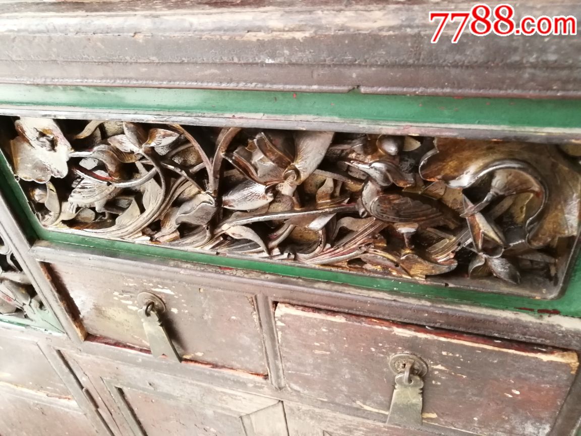 清代早期,高浮雕人物故事书柜博古柜