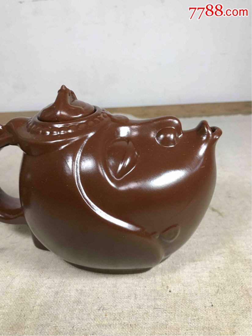 古董古玩收藏杂项近代奎山牌亲亲壶泥壶茶壶陶器亲嘴陶壶水壶
