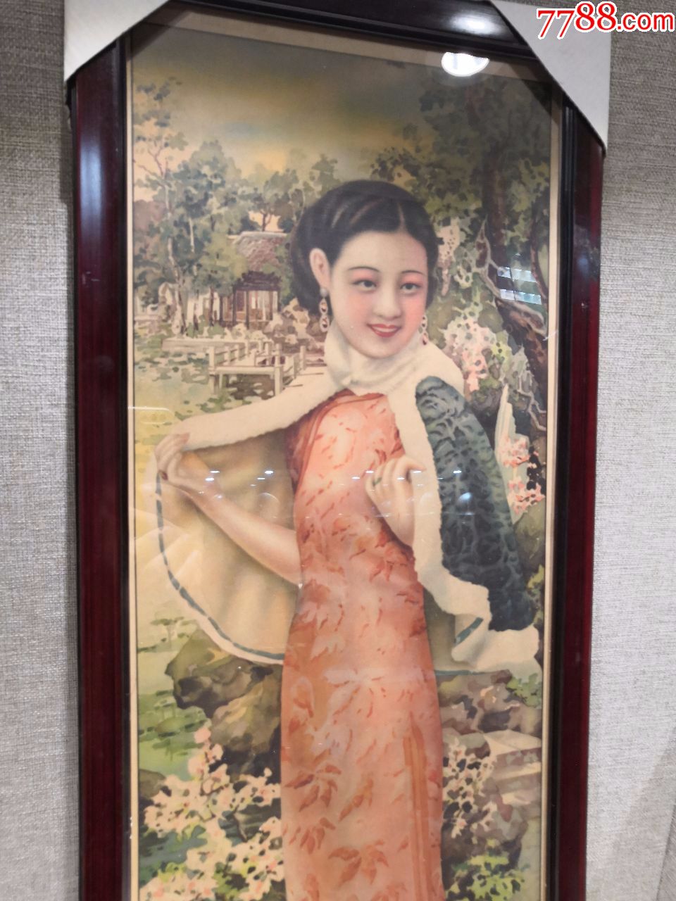 民国印刷品美女四条屏烟画大家铭生作品包老保真,年画/宣传画_第19张