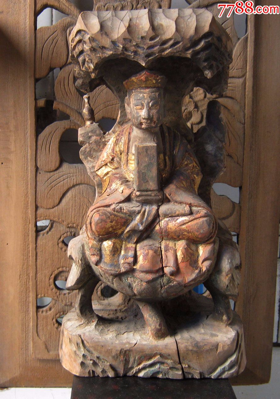 清代木雕持匣菩萨_木佛像/人像_川南艺藏【7788收藏__收藏热线】