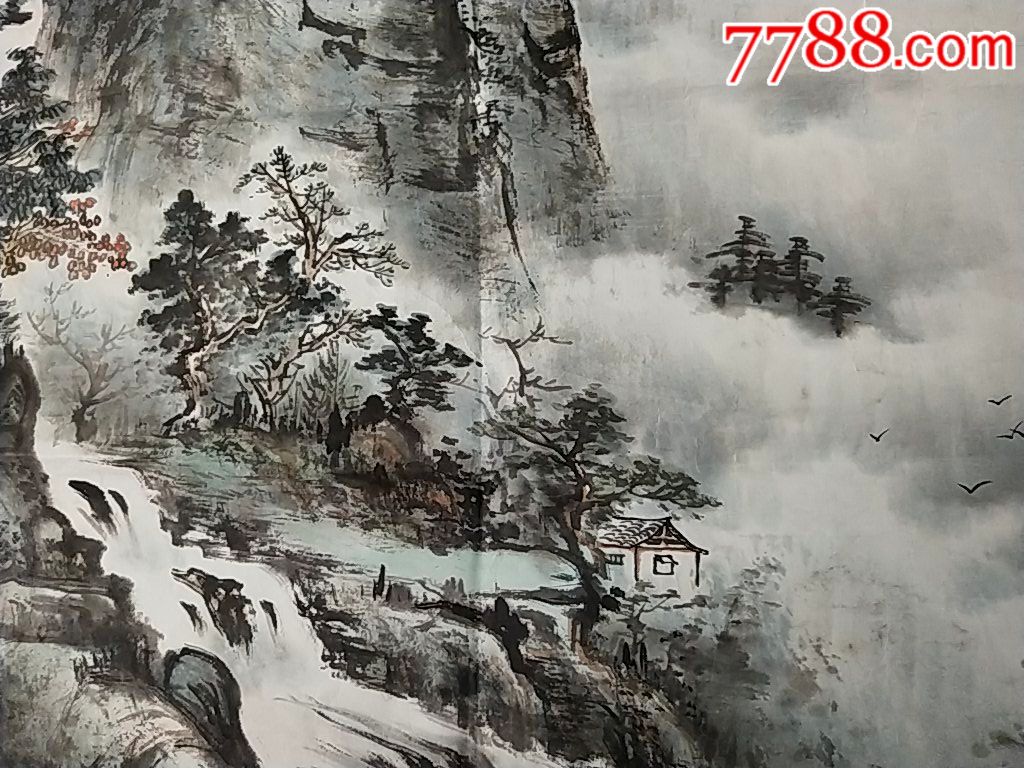 著名畫家.黎貽信.山水畫原作.尺寸68x68釐米