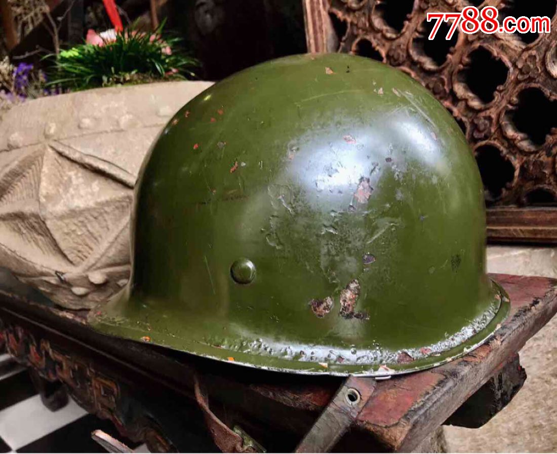 民国抗战时期飞虎队遗留云南昆明的m1头盔,55涂装