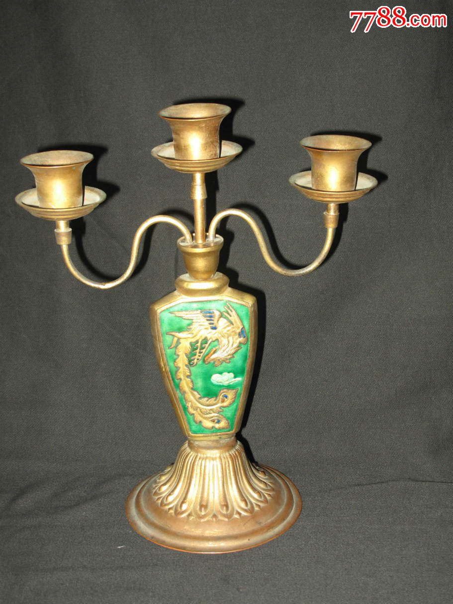 铜烛台,蜡台,高约25cm