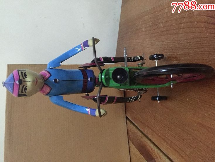 铁皮发条老玩具大骑自行车老物件80后怀旧收藏品