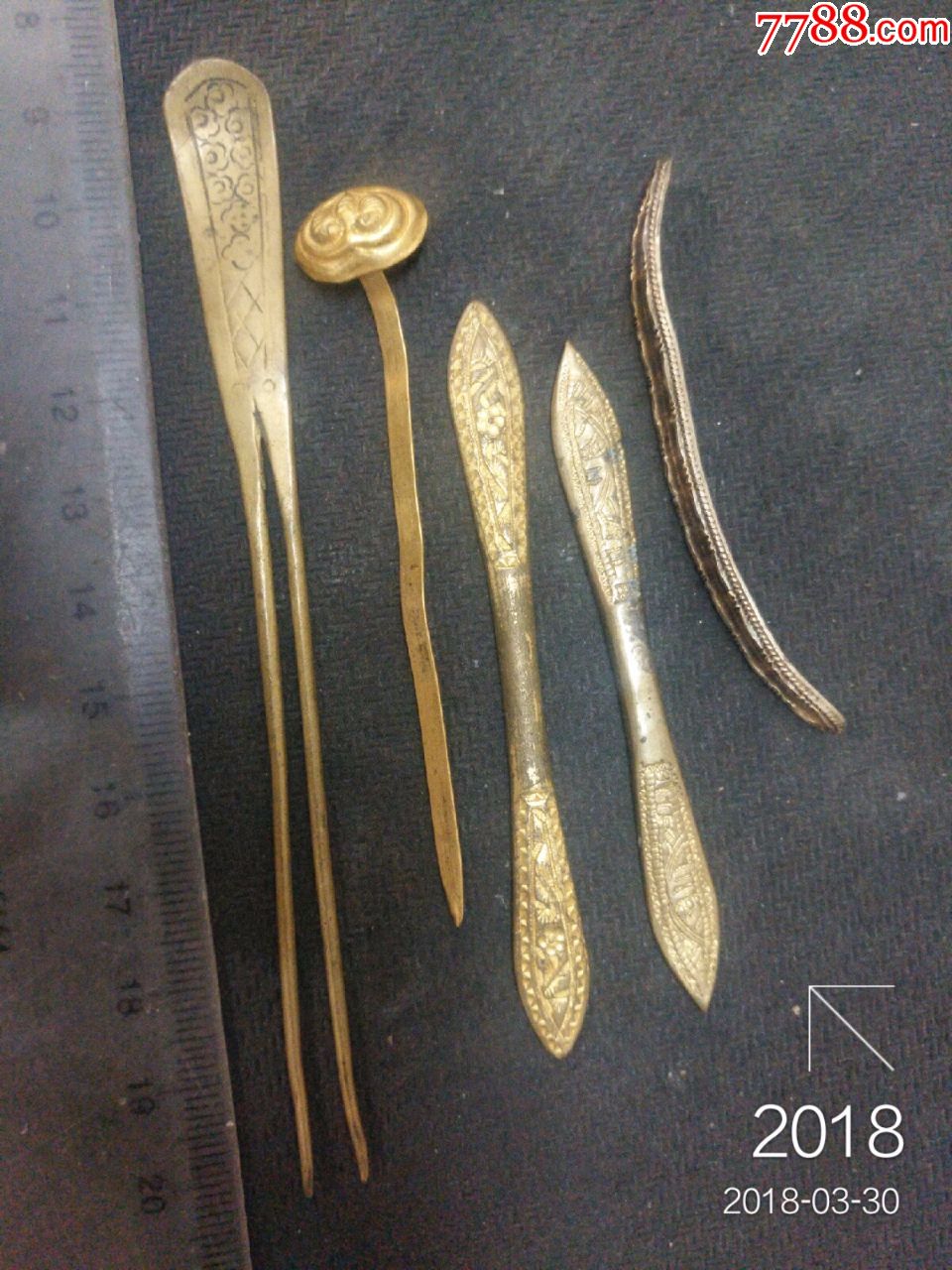 老铜发簪一组五个