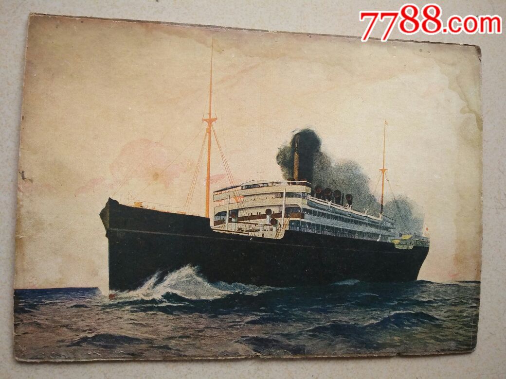 民国轮船军舰风景画2518