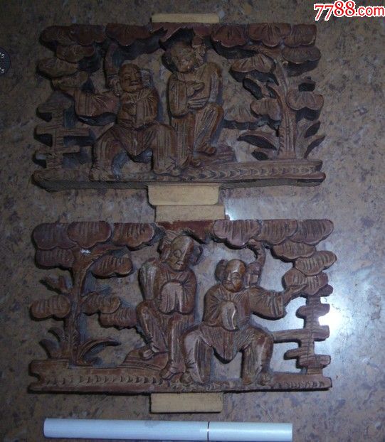 人物雕吉子一对_其他木艺品_蓬莱仙岛【7788旧书网】